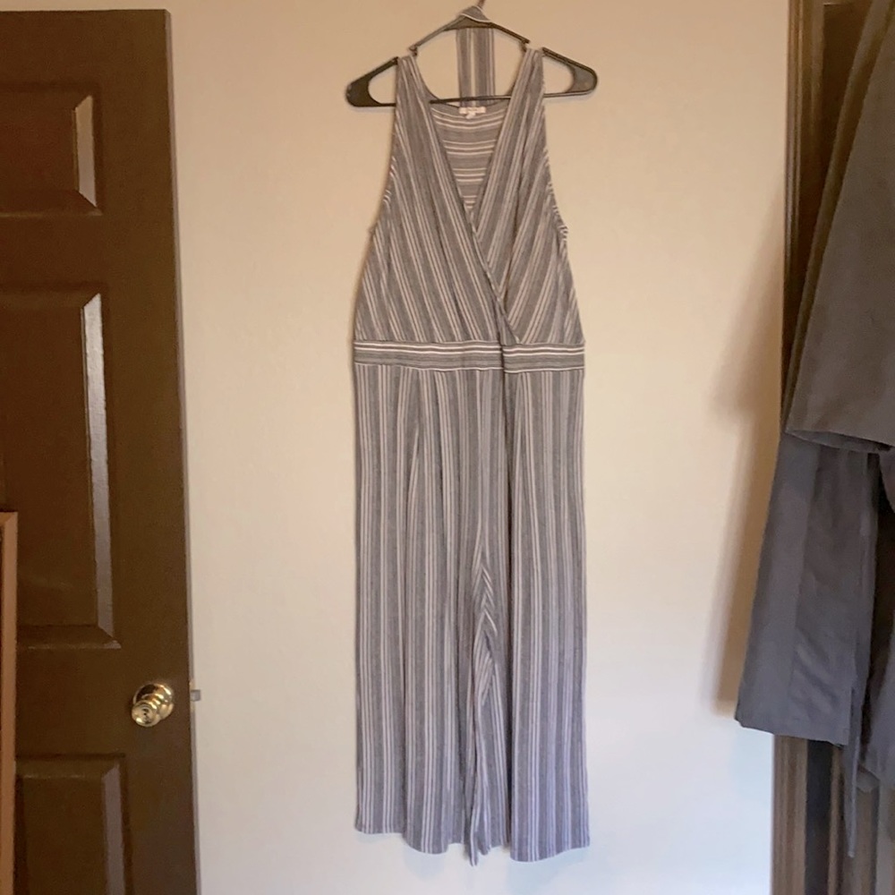 Black and white striped gaucho pantsuit
